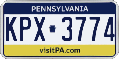 PA license plate KPX3774