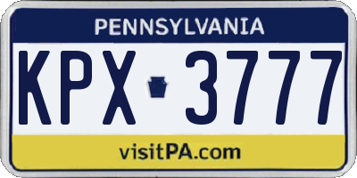 PA license plate KPX3777