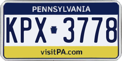 PA license plate KPX3778