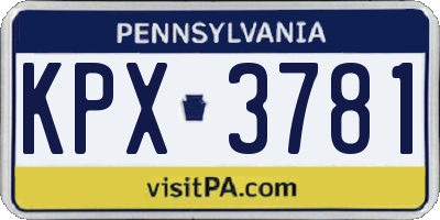 PA license plate KPX3781