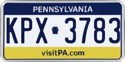 PA license plate KPX3783