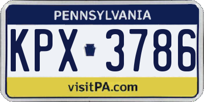 PA license plate KPX3786