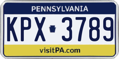 PA license plate KPX3789