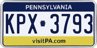 PA license plate KPX3793