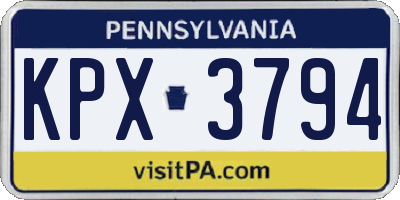 PA license plate KPX3794