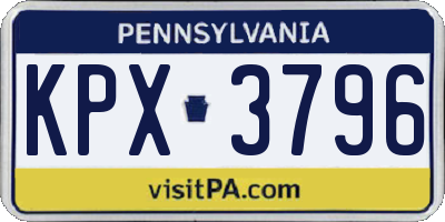 PA license plate KPX3796