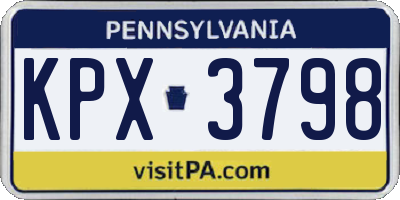 PA license plate KPX3798