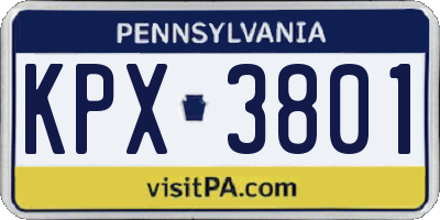 PA license plate KPX3801