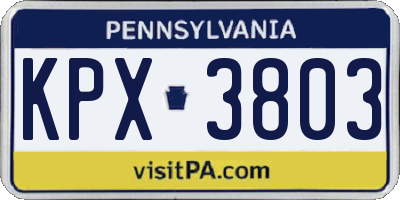 PA license plate KPX3803