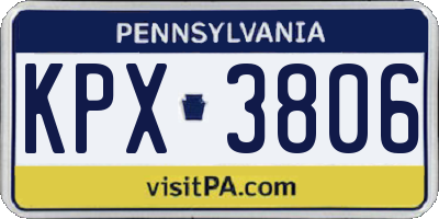 PA license plate KPX3806