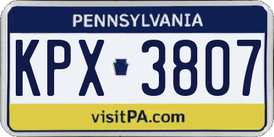 PA license plate KPX3807