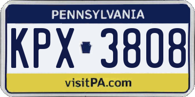 PA license plate KPX3808