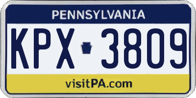 PA license plate KPX3809