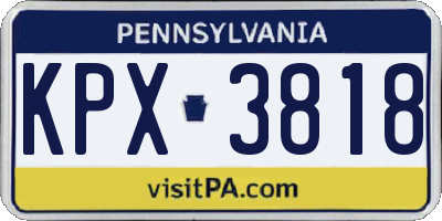 PA license plate KPX3818