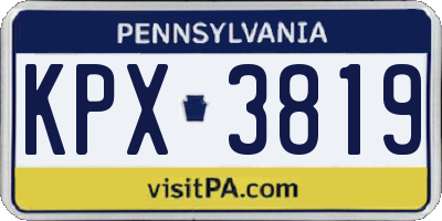 PA license plate KPX3819