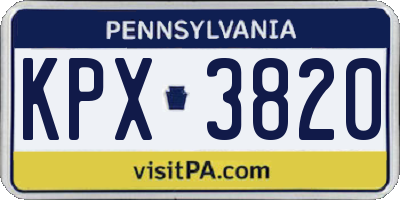 PA license plate KPX3820