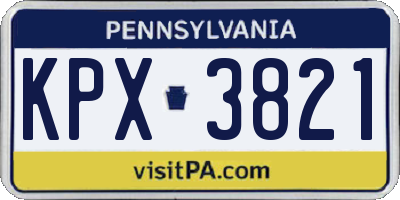 PA license plate KPX3821