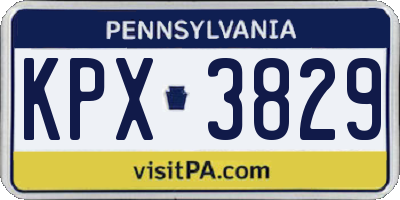 PA license plate KPX3829