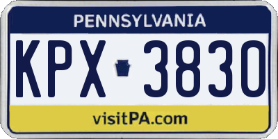 PA license plate KPX3830