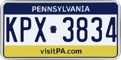 PA license plate KPX3834