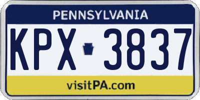 PA license plate KPX3837