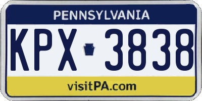 PA license plate KPX3838
