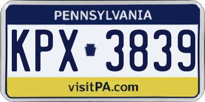 PA license plate KPX3839