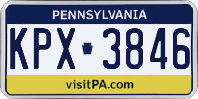 PA license plate KPX3846