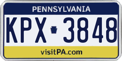 PA license plate KPX3848