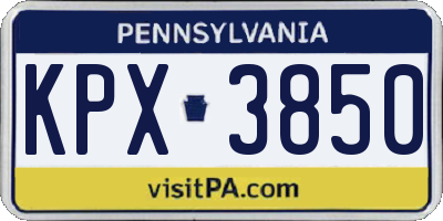 PA license plate KPX3850