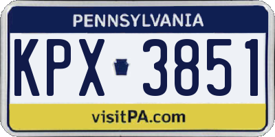 PA license plate KPX3851