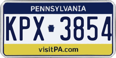 PA license plate KPX3854