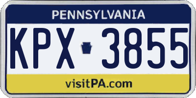 PA license plate KPX3855