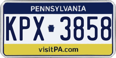 PA license plate KPX3858
