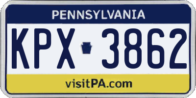 PA license plate KPX3862