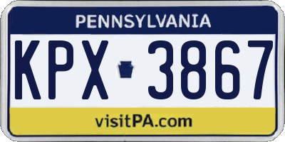 PA license plate KPX3867
