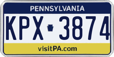 PA license plate KPX3874