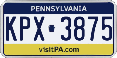 PA license plate KPX3875