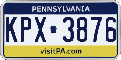 PA license plate KPX3876