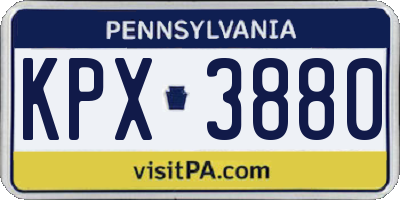 PA license plate KPX3880