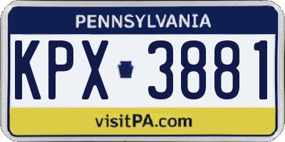 PA license plate KPX3881