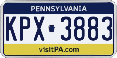 PA license plate KPX3883