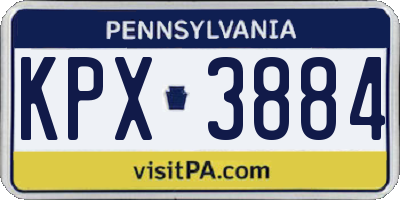PA license plate KPX3884