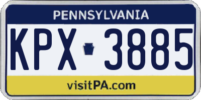 PA license plate KPX3885
