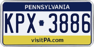 PA license plate KPX3886