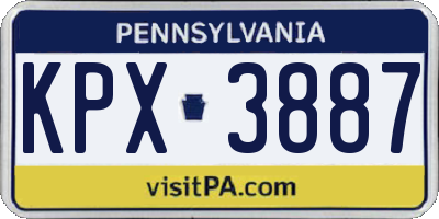 PA license plate KPX3887