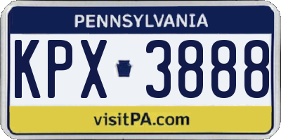 PA license plate KPX3888