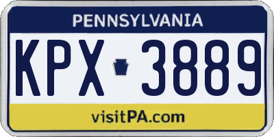 PA license plate KPX3889