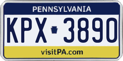PA license plate KPX3890