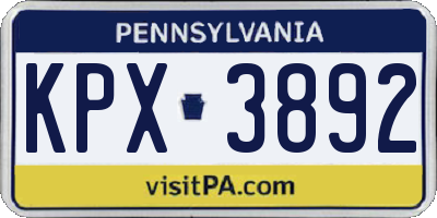 PA license plate KPX3892